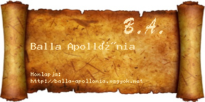 Balla Apollónia névjegykártya