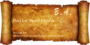 Balla Apollónia névjegykártya